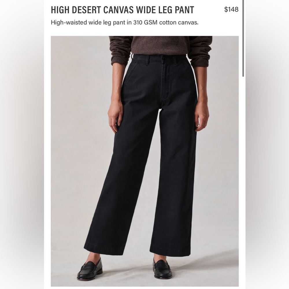 Buck Mason High Desert Canvas Wide Leg Pants (black)